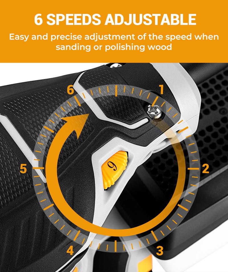 DEKOPRO Random Orbital Electric Sander with 16 Sandpapers, 14000RPM, 5-Inch, High Performance Dust Collection - For Woodworking