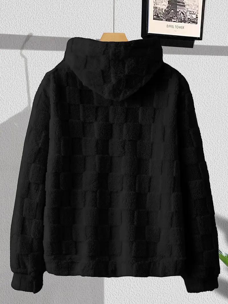 KZZ NewYork Hoodie Men's Letter Embroidery Pocket Textured Flannel Hoodie, Loose Casual Long Sleeve Hooded Sweatshirt for Fall & Winter, Menswear for Daily Wear, Mens Clothing Tops Pullover christmas gifts for him