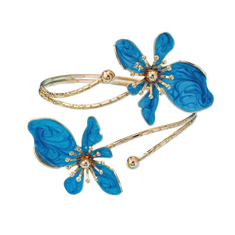 Elegant Floral Open Cuff Armlet, Iron Material, Perfect for Parties, Weddings, Summer Events, Ideal Gift for Friends & Family, Aesthetic Jewelry