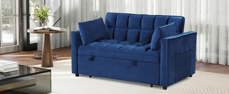 [TikTokShopBlackFriday]EBELLO 3 in 1 Convertible Sleeper Sofa Bed, Futon Couches for Living Room with Side Pocket,Adjustable Backrest,Pull Out Couch,Loveseat,Sectional Daybed for Lazy day