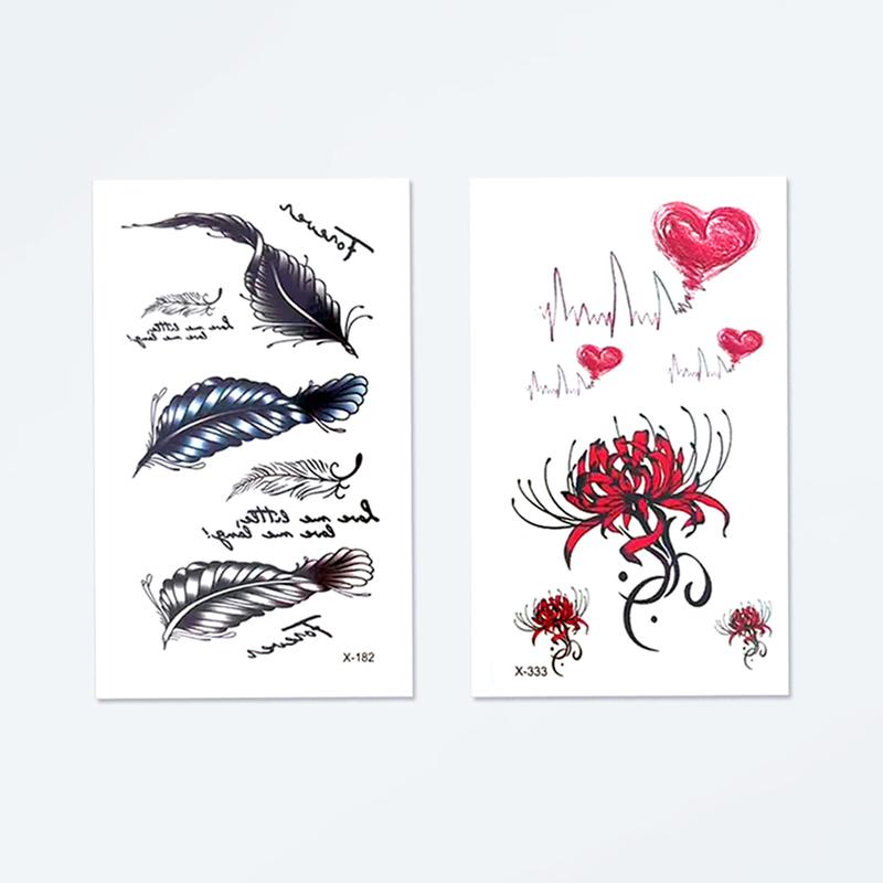 Wig-Flower Temporary Tattoo Stickers: Rose, Butterfly and Multi-Colored Mixed Style Body Art Temporary Tattoos (Suitable for Women, Girls or Kids)