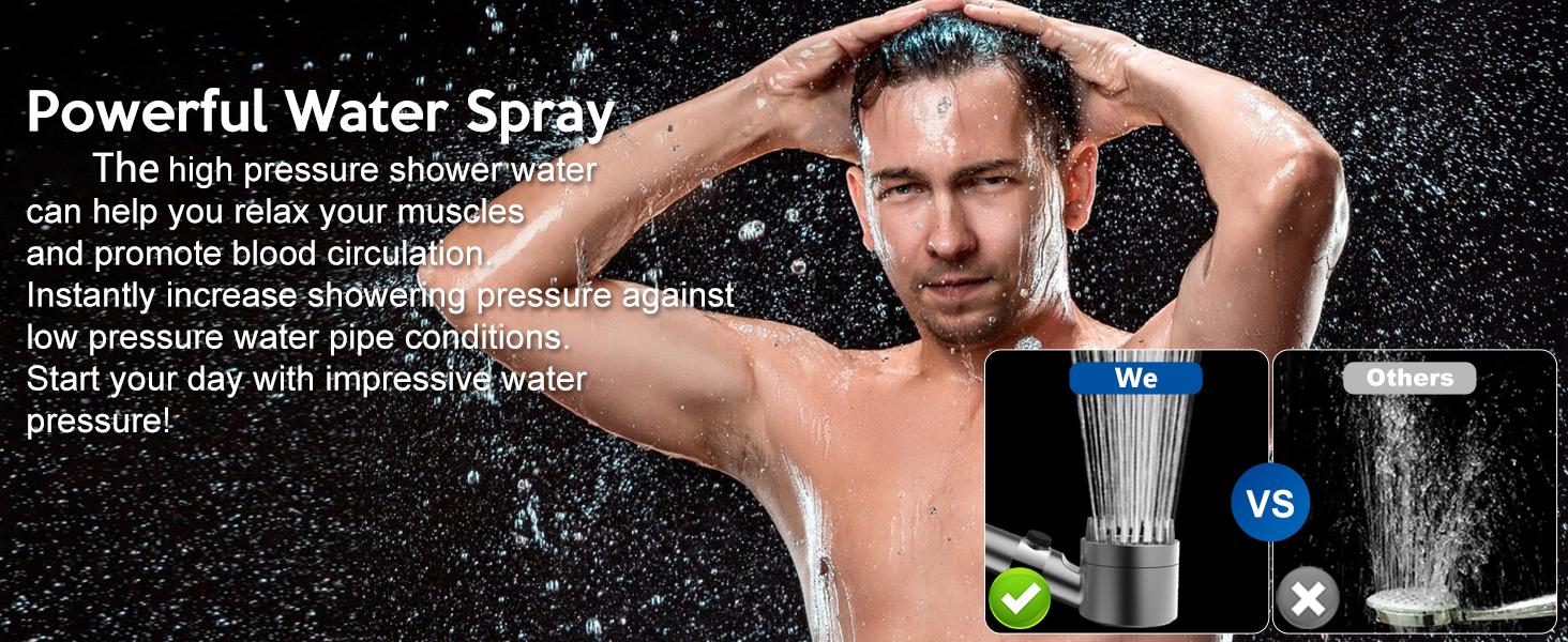 The 5-in-1 pressurized handheld shower head features one-touch on/off control and cool mist mode, a universal 59-inch hose, a drill-free mount, and 6 filters, making it ideal for a comfortable massaging shower.