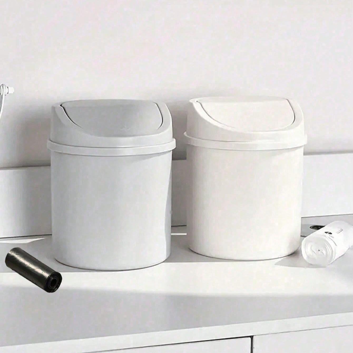 Mini Garbage Bin, Covered Trash Can, Desktop Trash Can, Plastic Waste Paper Basket, To Prevent Odor Leakage, Odor Prevention, Storing Fruit Peel & Paper Scraps To Keep Desk Tidy, Storage, For Office, Living Room, Study, Coffee Table Decor