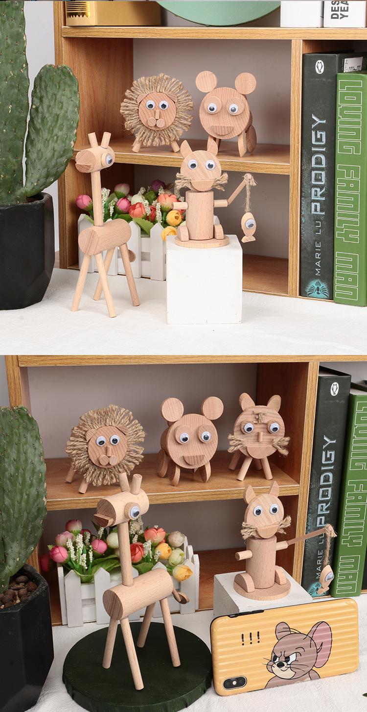 Creative children's DIY material kit, wooden animal stakes and branches small ornaments, handmade dolls and decorations for kindergarten