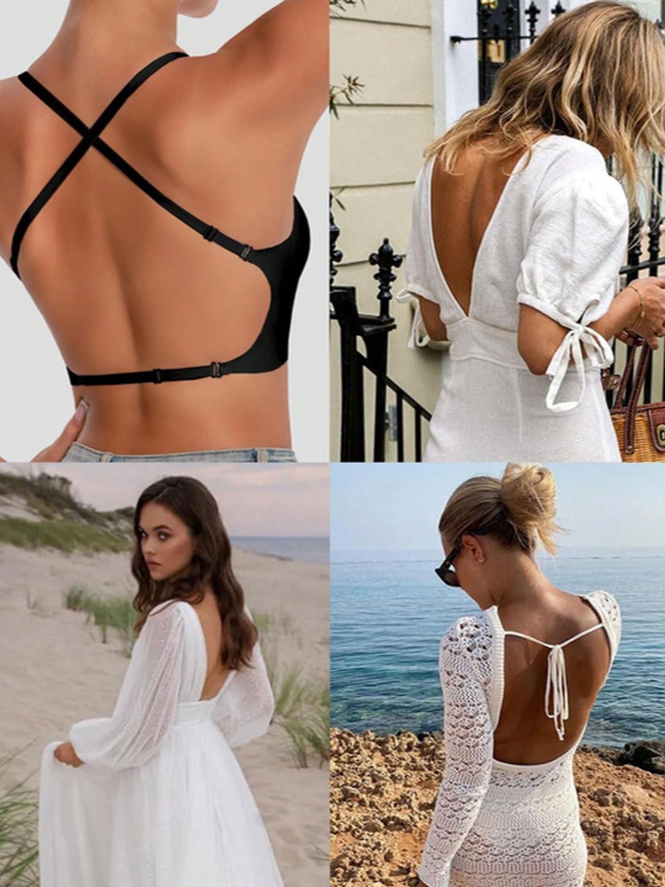 Women's Seamless Backless Bra, Multi-Strap Convertible Strap Wireless Push-Up Bra, Suitable for Wedding Dresses and Party Gowns