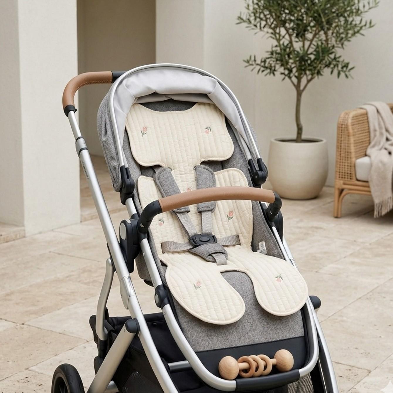 Breathable Stroller Seat Cushion, Comfortable Fabric Baby High Chair Backrest Pad, Portable Infant Carrier Mat for Summer Travel