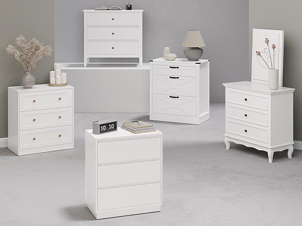 RoyaCraft Wide Nightstand with 3 Drawers, White Nightstand for Bedroom, Large End Table Bedside Table for Living Room