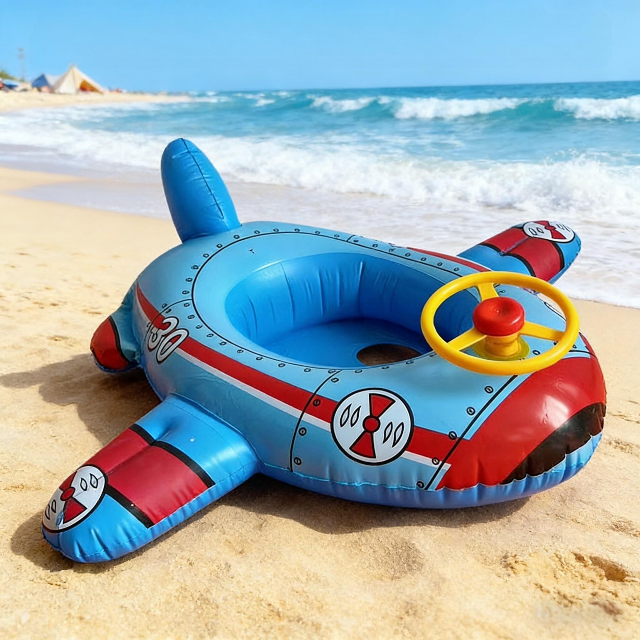 Airplane Shaped Inflatable Pool Floaters, Dynamic Flight Appearance, Interactive Steering Wheel Design, Thickened PVC, Fun Summer Water Play