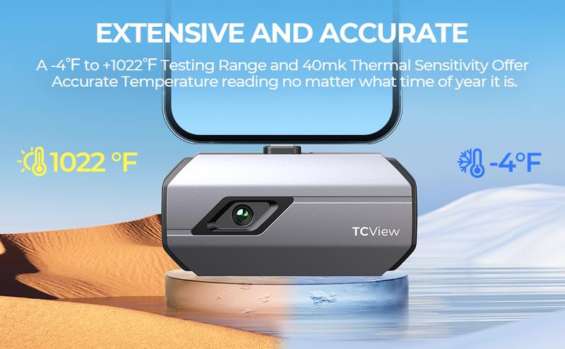 TOPDON TC002 Thermal Camera for iOS (iPhone & iPad), 256 x 192 IR High Resolution, Thermal Imager, Thermal Imaging Camera, -4°F~1022°F Temp Range, 40mk Thermal Sensitivity, Support Video Recording