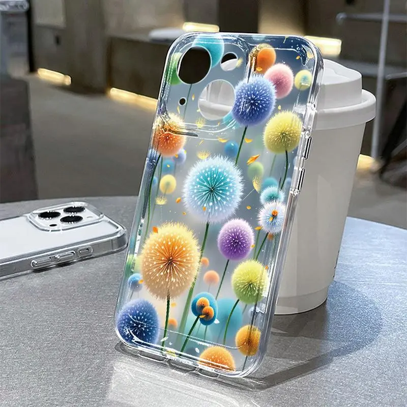 Dream dandelion gradual change color suitable for iphone case new iphone17/16/15/14/13/12 11 xsmax 11promax 13pro 14pro 15pro 16pro 17pro/17promax 16promax 15promax 14promax 13promax/xsmax xr xs 7plus/6plus/7/8/6/16e new mobile phone case, new fashi, Acce