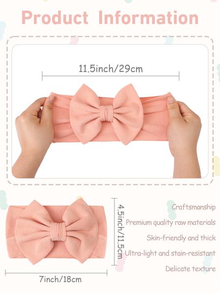 ​8 PCS Oversized Bow Headbands for Infants, Buttery Soft & Lightweight for Everyday Use, Gentle Stretch Ribbed Headwrap for Newborn Photography Props