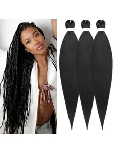 30 Inch 3 bundles Ez Pre-Stretched Braided Synthetic Hair African Dreads Crochet Hair DIY Ponytail Hair Extensions, Synthetic Hairpiece for Women