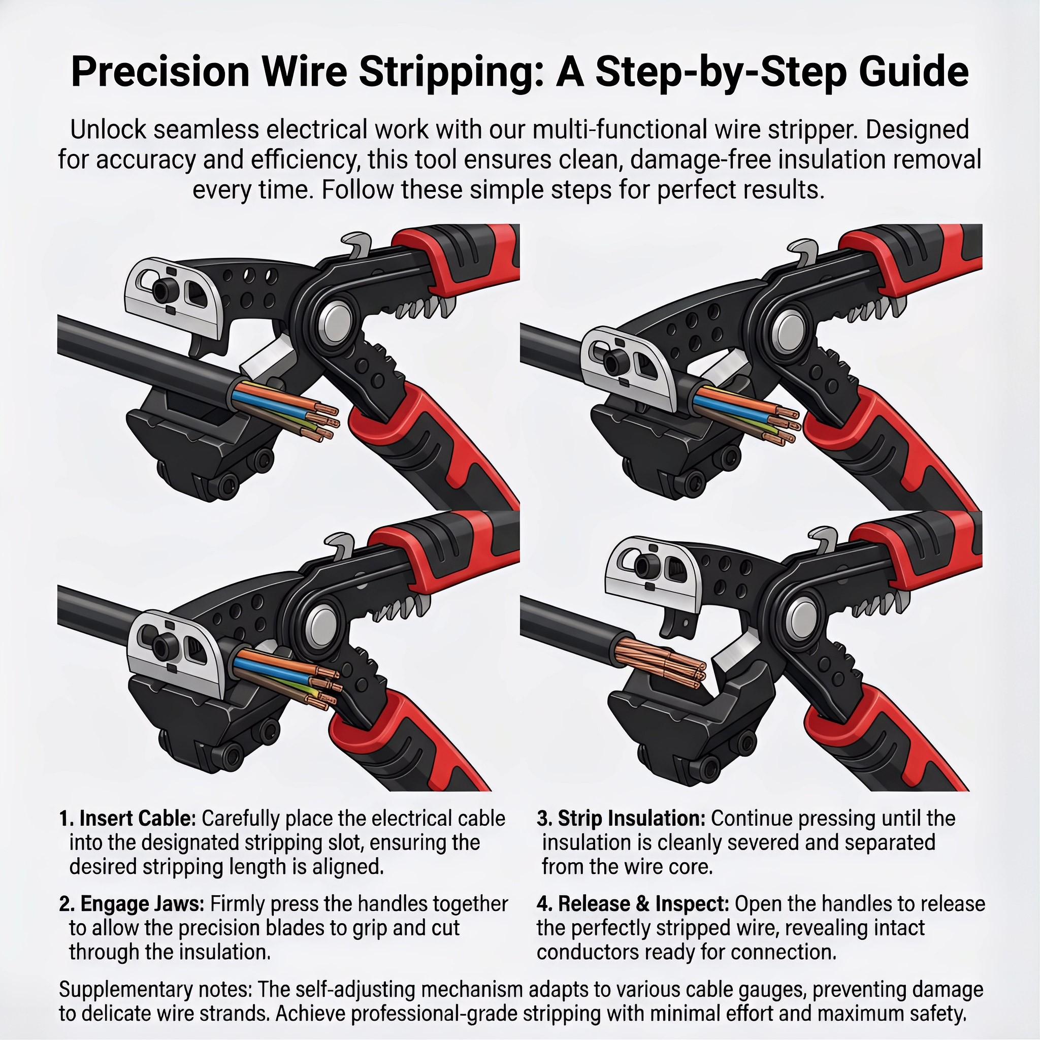 Multifunctional Wire Stripper Tool, Professional Cable Stripping, Cutting, Crimping & Bending Pliers, Versatile Electrician Tool