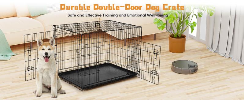 RIMIKING Constructed Durable Double Door Dog Crate,Five Sizes Available, Dual-Door Design, Secure Locking System, Leak-Proof Pan,Rounded Corners & Clips,Removable Divider Panel,Sturdy Metal Construction,Visualization Feature, RIMIKING Constructed Durable Double Door Dog Crate,Five Sizes Available, Dual-Door Design, Secure Locking System, Leak-Proof Pan,Rounded Corners & Clips,Removable Divider Panel,Sturdy Metal Construction,Visualization Feature,