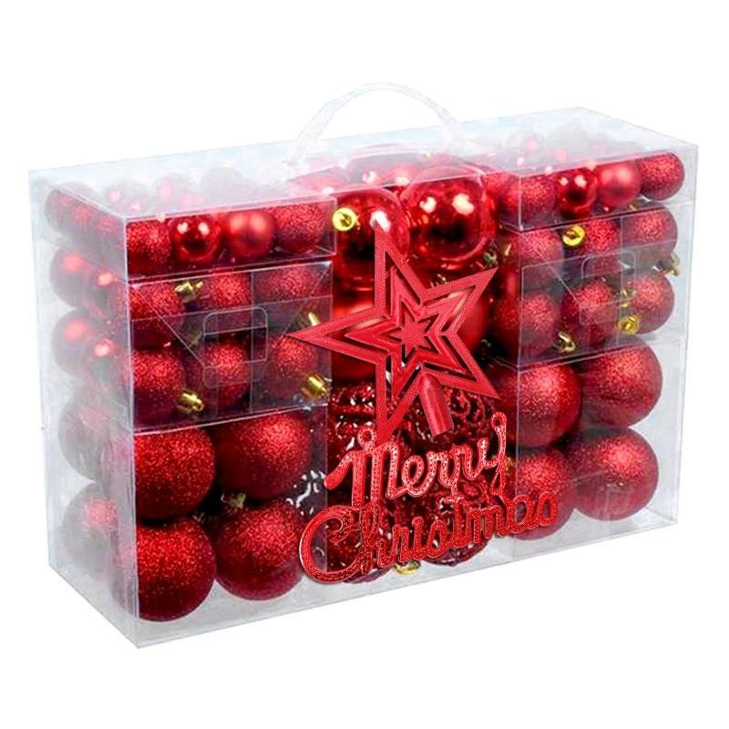 102pcs/Set Christmas Ball Ornaments Storage Box Set Baubles Classic Traditional Luxury Glam Aesthetic Shatterproof Shiny Matte Glittery Red Silver Gold Blue Green Star Topper Home Tree Decor Christmas Decorations