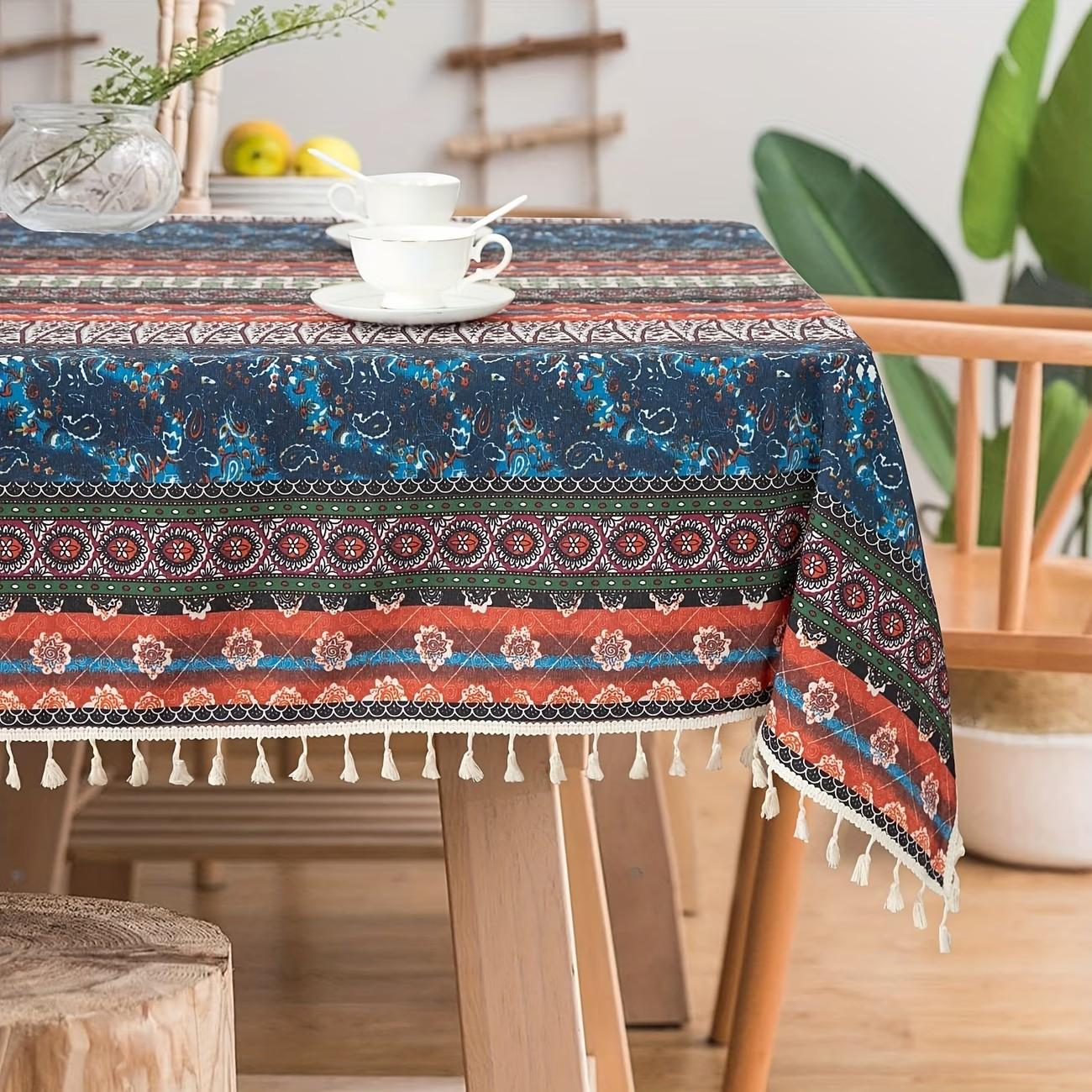1pc Boho Style Table Runner with Fringe Print, Easy to Clean, Perfect for Living Room Home Decor, Ideal for Dining Tables