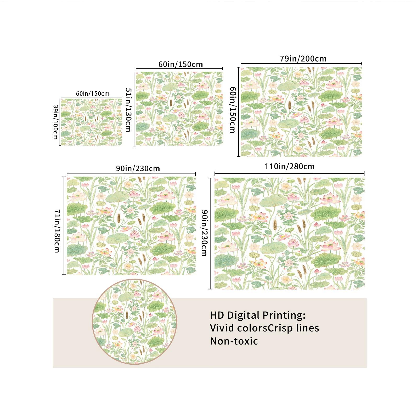 1 Piece Watercolor Lotus Pond Tapestry, HD Digital Printed Wall Hanging Tapestries, Aesthetic Boho Tapestry, Easy to Install for Living Room Bedroom Dorm Home Decor