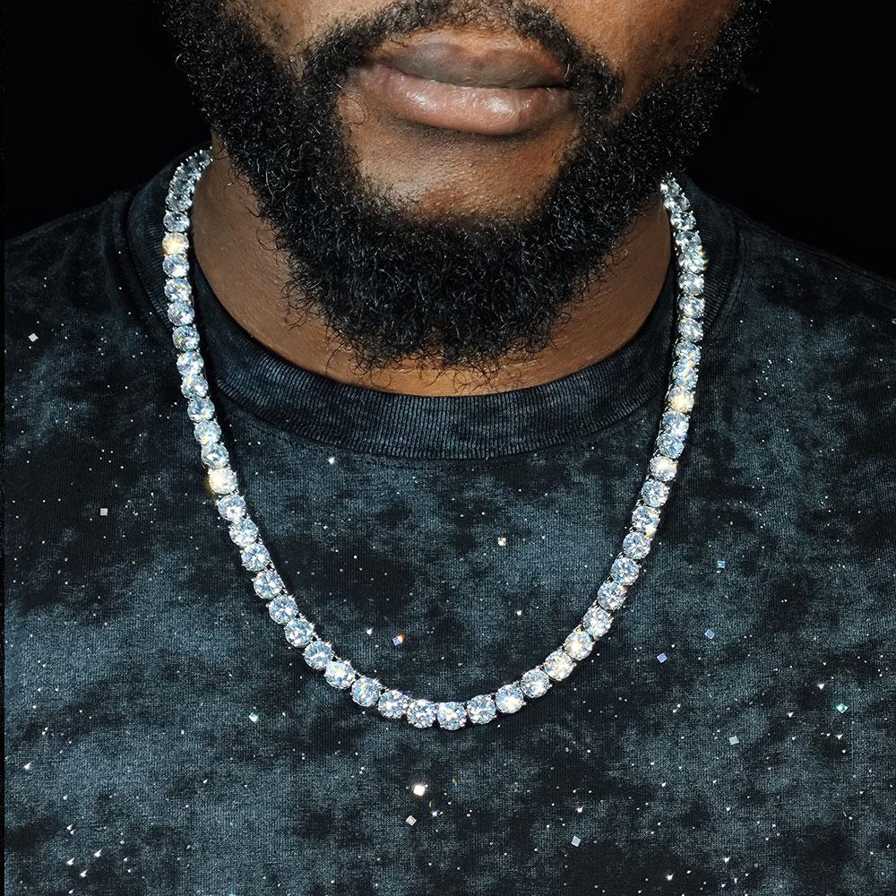 Delzzad 14K Gold-Plated Hip Hop Tennis Chain Synthetic Moissanite Tennis Chain In 925 Sterling Silver Christmas Gift