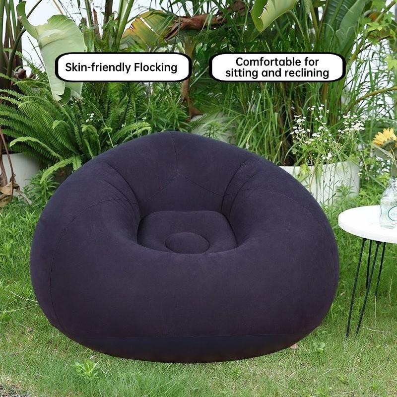 Inflatable Plush Lazy Sofa, Single Person Ball Shaped Air Couch, Foldable Outdoor Leisure Chair, Comfortable and Portable