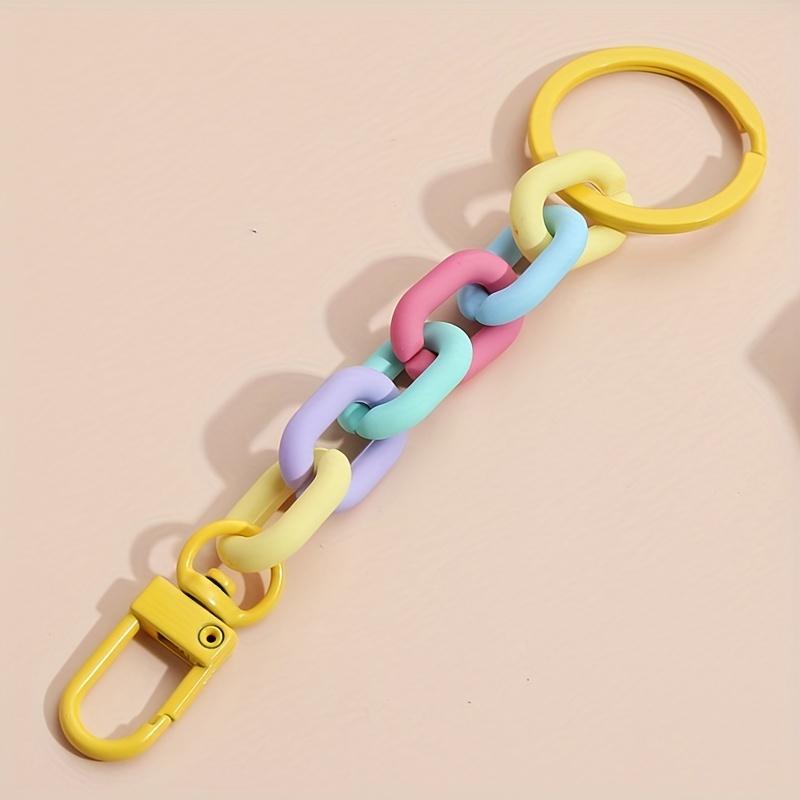 Acrylic plastic chain keychain in macaron colors, handmade keyring for women autumn rapper men Stainless Steel Link Necklace 20 motif tiara Crucifix nut Personalized Eye Photo Titanium Large Pearl Saturn Water Drop Choker Gradient Diamond Bead Rosary
