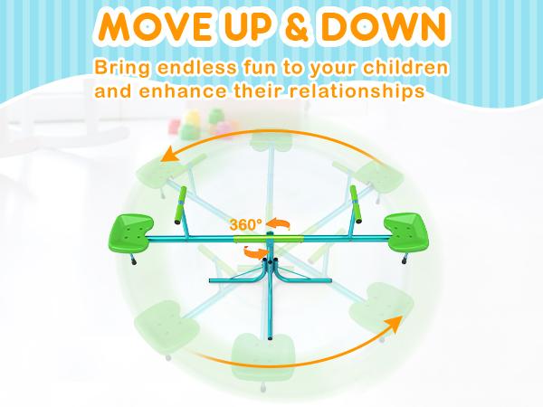 Bearbro seesaw, Sit and Spin Teeter Totter, 200 Lbs Heavy Duty 2026 Upgraded Model, Kids Outdoor Playground Equipment, Outside Toys, Swiveling 360 Degrees Rotating for Kids 4-8 Safety Certified