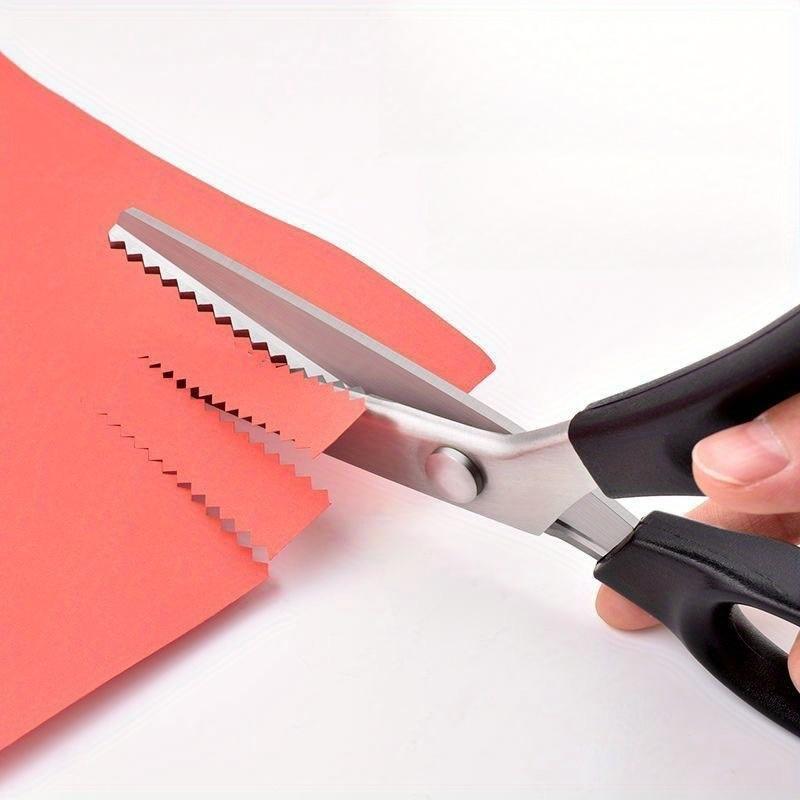 1pc Pinking Shears, Zig-Zag Fabric Scissors for Preventing Fraying, Professional Sewing Scissors with Ergonomic Handle for Fabric, Crafts, Dressmaking & Home Textiles