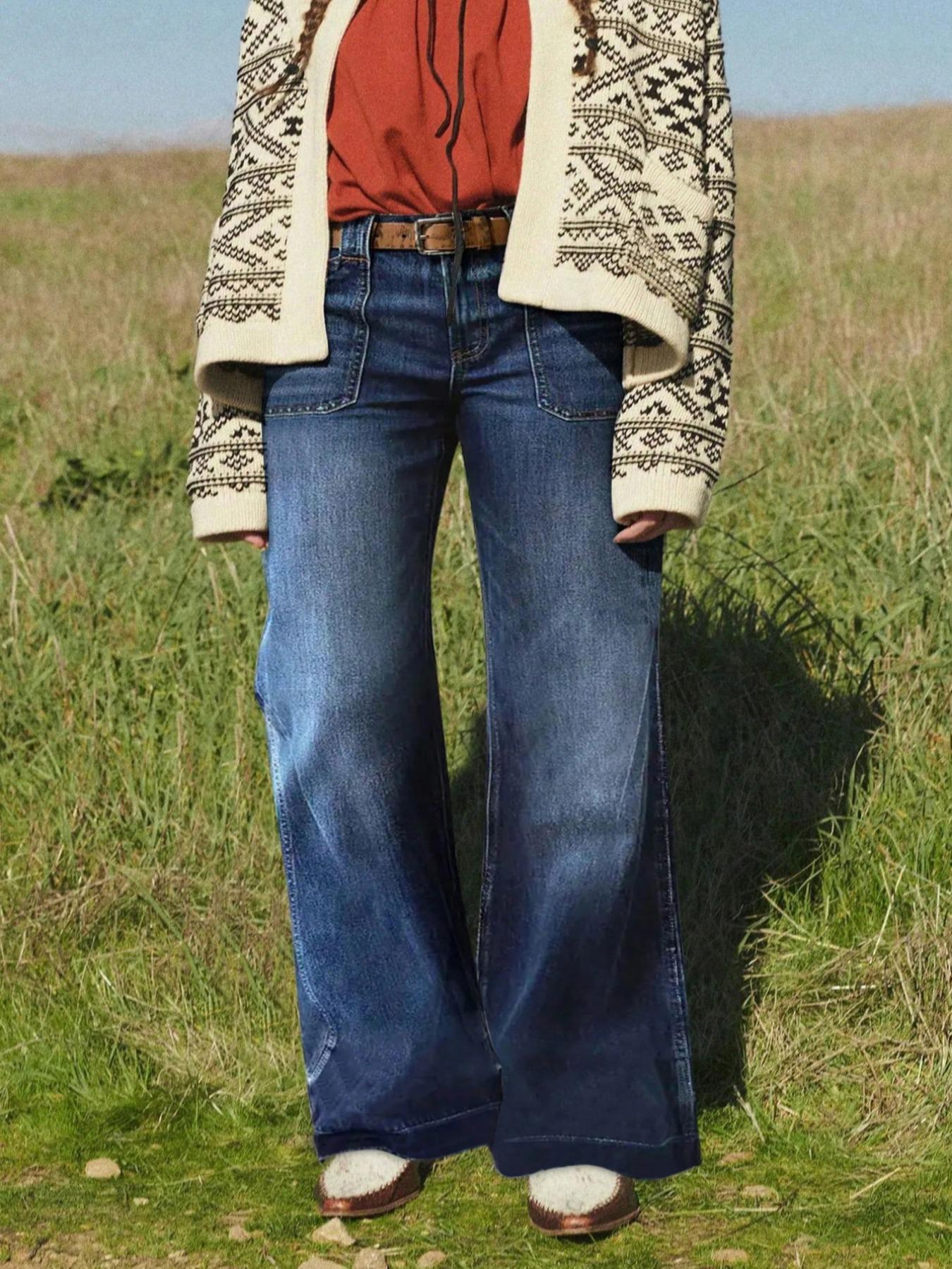 Women's Loose Straight Leg Denim Jeans, Comfortable Casual Style, Perfect for Daily Wear and Outdoor Activities, T-chic Women's Loose Straight Leg Denim Jeans, Comfortable Casual Style, Perfect for Daily Wear and Outdoor Activities, T-chic