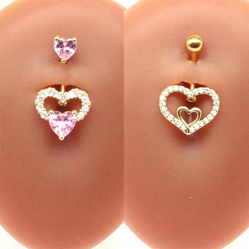Heart-shaped navel ring, navel stud, navel ornament, water drop pendant, navel ring body piercing jewelry
