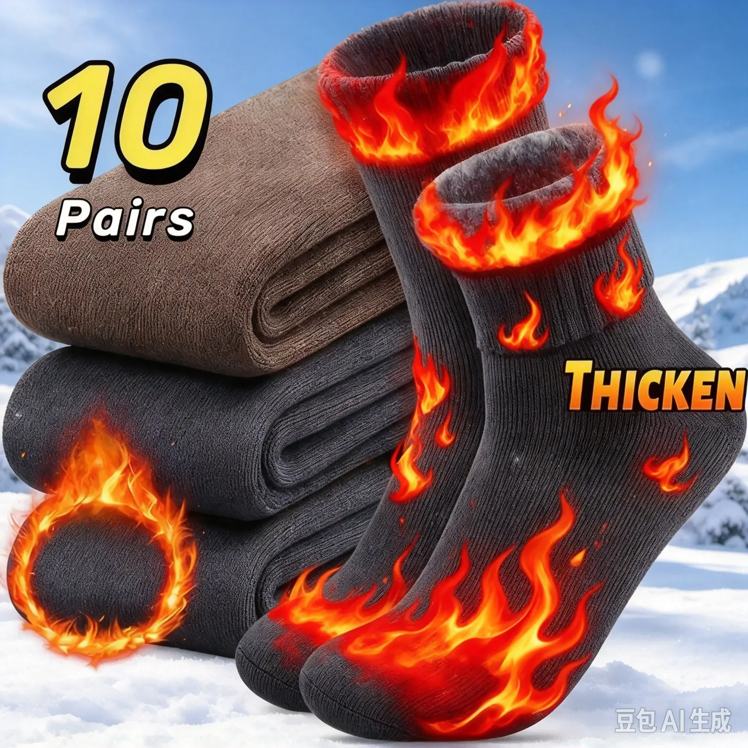 Men's 3/10-Pack Warm Snow Socks, Thick Fleece Boot Socks with Fluffy Texture, Menswear for Outdoor Activities & Daily Casual Wear, Ideal Gift for Men