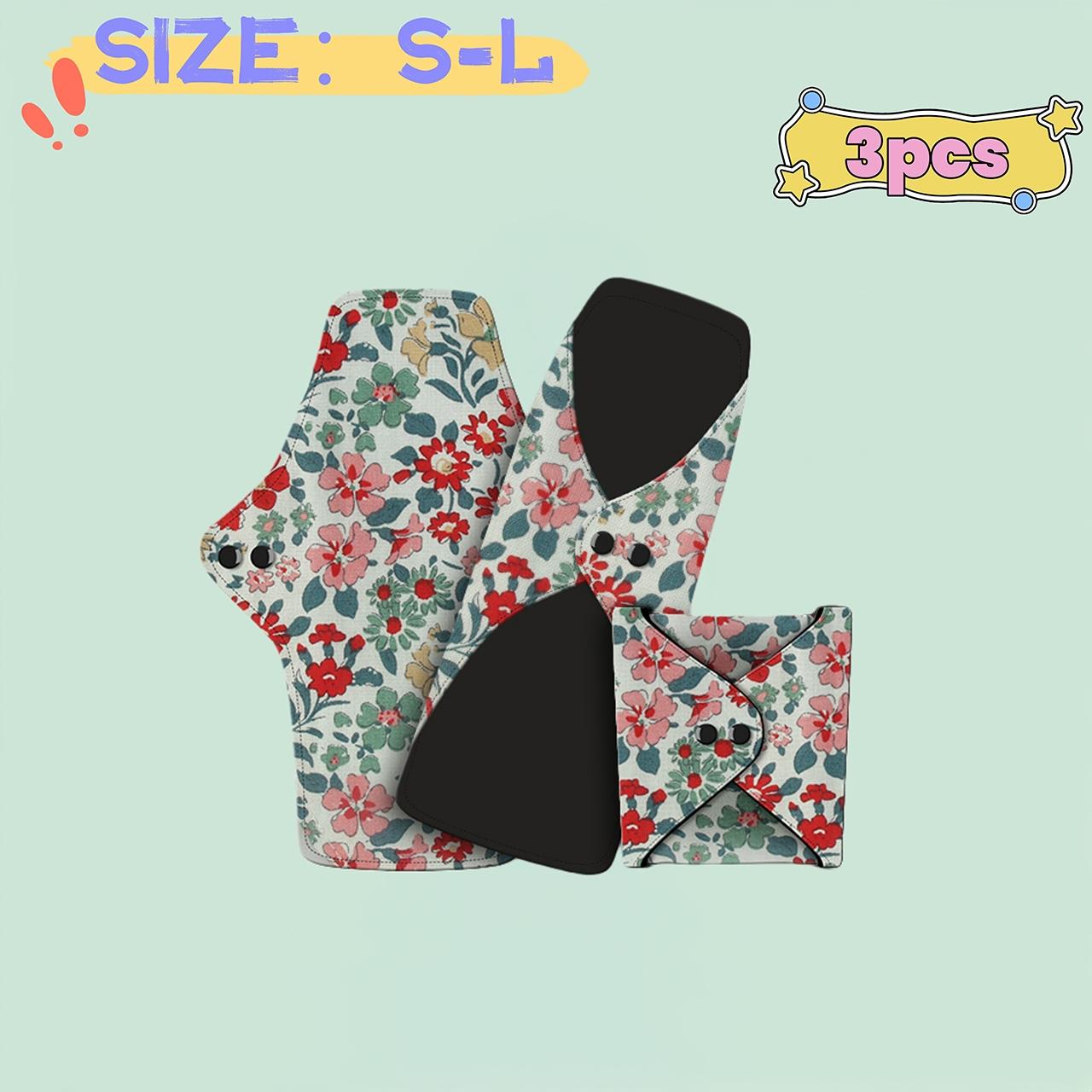 3pcs Reusable Pads Set, High Absorbency Leakproof Night & Day Use, Cotton Lining, Multiple Sizes, Postpartum Menstrual Incontinence Care