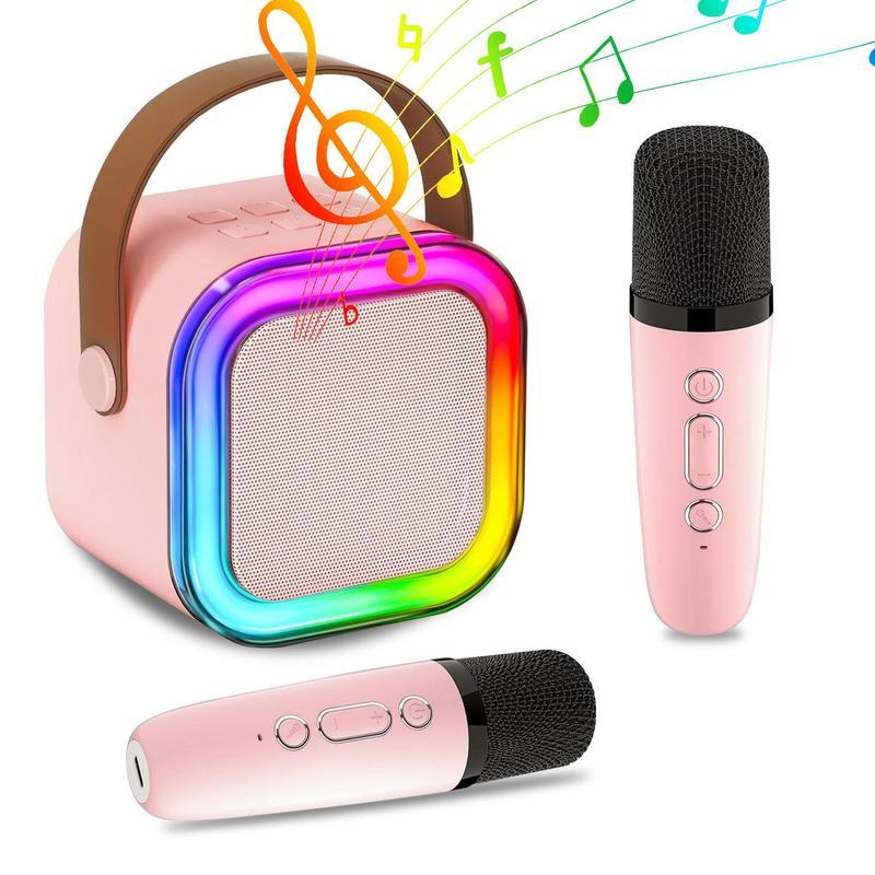 Portable Karaoke Speaker Set with Wireless Microphone, RGB Light Effects, Home Ktv Machine, Compatible with Android/iOS Systems