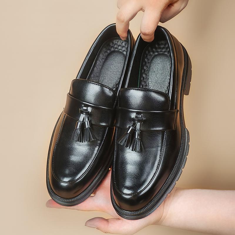 Men's Tassel Slip-On Loafers Comfort Wide Round Toe Non Slip Lug Sole Slip On Dress Shoes Business Office Casual Shoes Footwear Flat Flatform Formal Boy Slipon campingessentials,shoes for back to school,back to school shoes