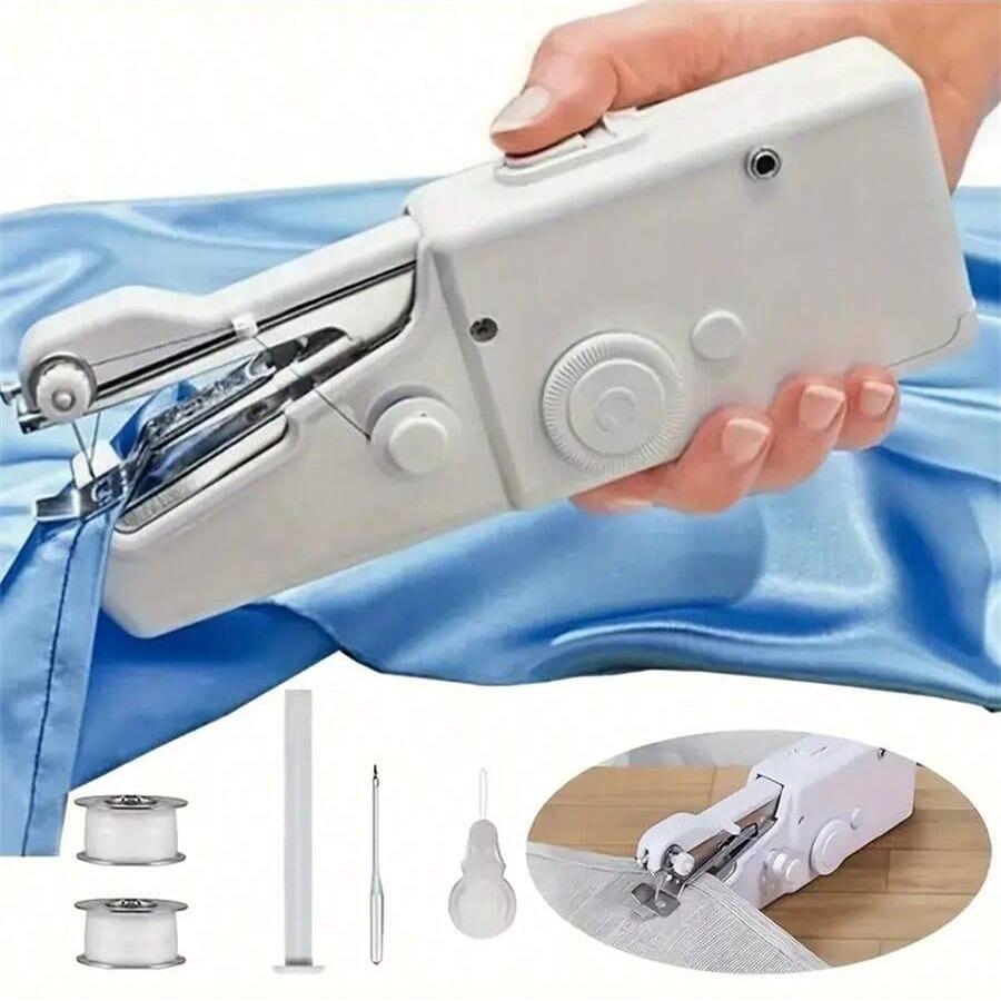 Portable Handheld Sewing Machine, Mini Sewing Tool for Fabric, Clothing, Quick Stitching, No Battery Included, Random Aa Batteries