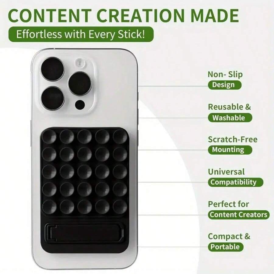 Silicone Suction Cup Phone Holder, Octobuddy Sticky Phone Grip, Perfect Fit for Bathroom Kitchen Bedroom Living Room Gym Car Travel School