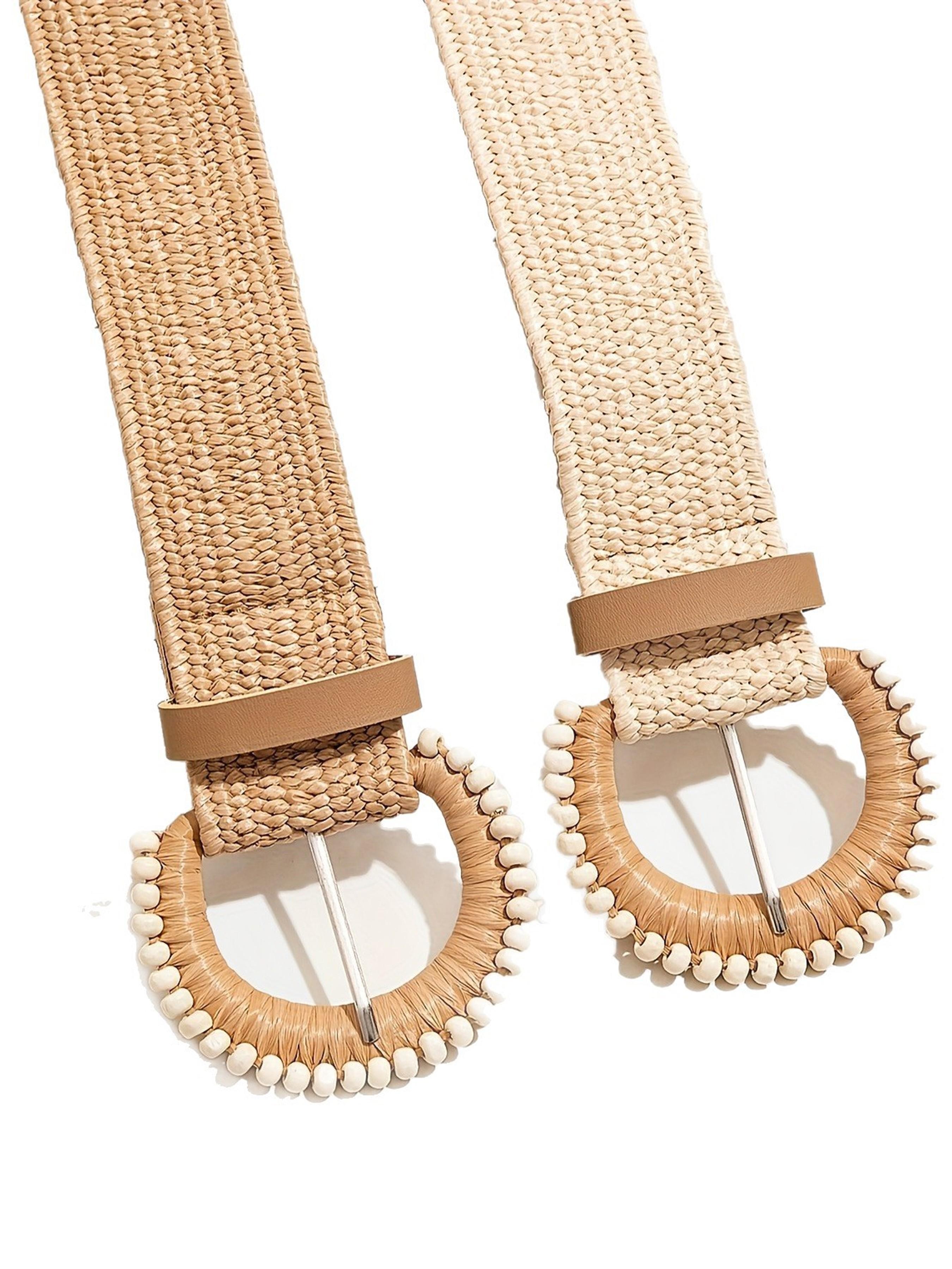 Women's Braided Belt with Round Buckle, Fashionable Bohemian Waistband, Vintage Ethnic Style, Versatile and Trendy Accessory