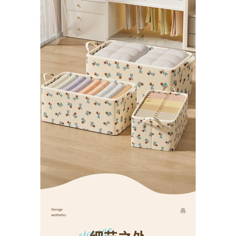 Clothes storage box, a household wardrobe drawer-style pants and clothing storage box without a lid, foldable with a steel frame, storage basket, organizer, clothes storage container