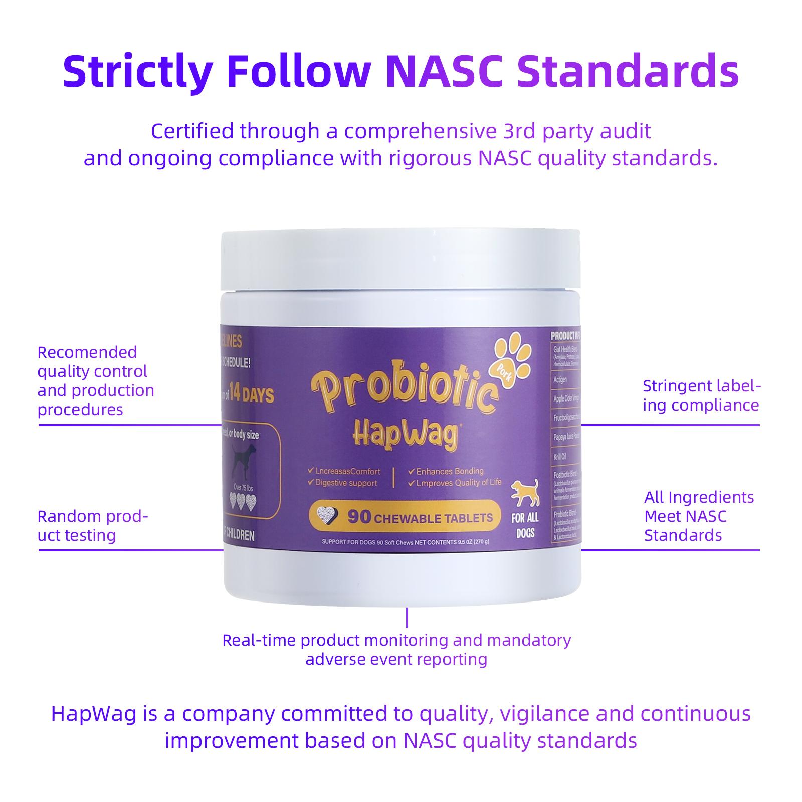 HAPWAG 8-in-1 Multivitamin Soft Chews for Dogs – Probiotics, Gut & Immune Support – Pork Flavor – 90 Treats