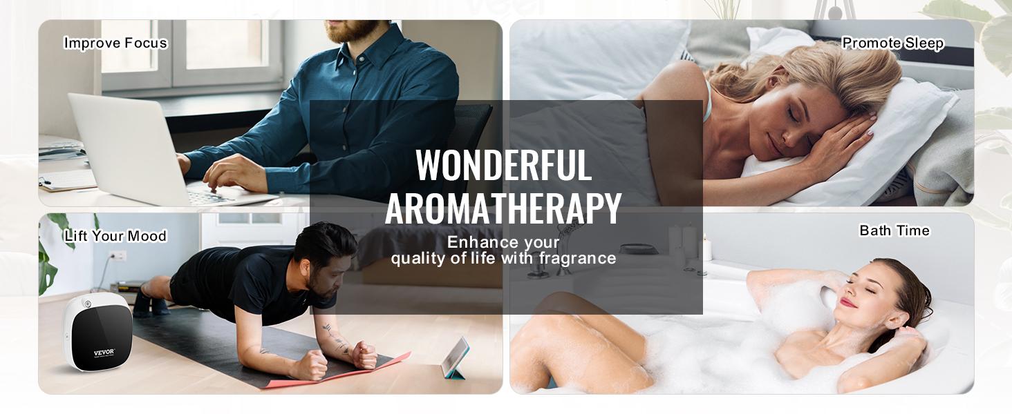 VEVOR Scent Air Machine, 100ml Bluetooth Smart Essential Oil Diffuser, 1000sq. ft Waterless Scent Diffuser with Cold Air Technology, Aromatherapy Diffuser Machine for Home, Office, Hotel, Spa