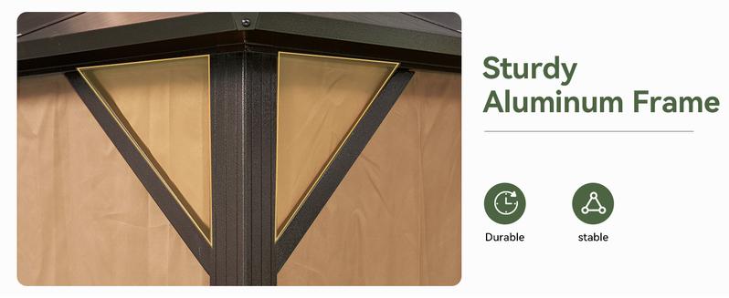 【2 Packages Shipping】Aoxun 10'x12' Hardtop Gazebo, Aluminum Frame Permanent Pavilion with Curtains and Netting, Outdoor Polycarbonate Gazebo, Double Roof Canopy, for Gardens, Patios, Lawns 【2 Packages Shipping】Aoxun 10'x12' Hardtop Gazebo, Aluminum Frame Permanent Pavilion with Curtains and Netting, Outdoor Polycarbonate Gazebo, Double Roof Canopy, for Gardens, Patios, Lawns