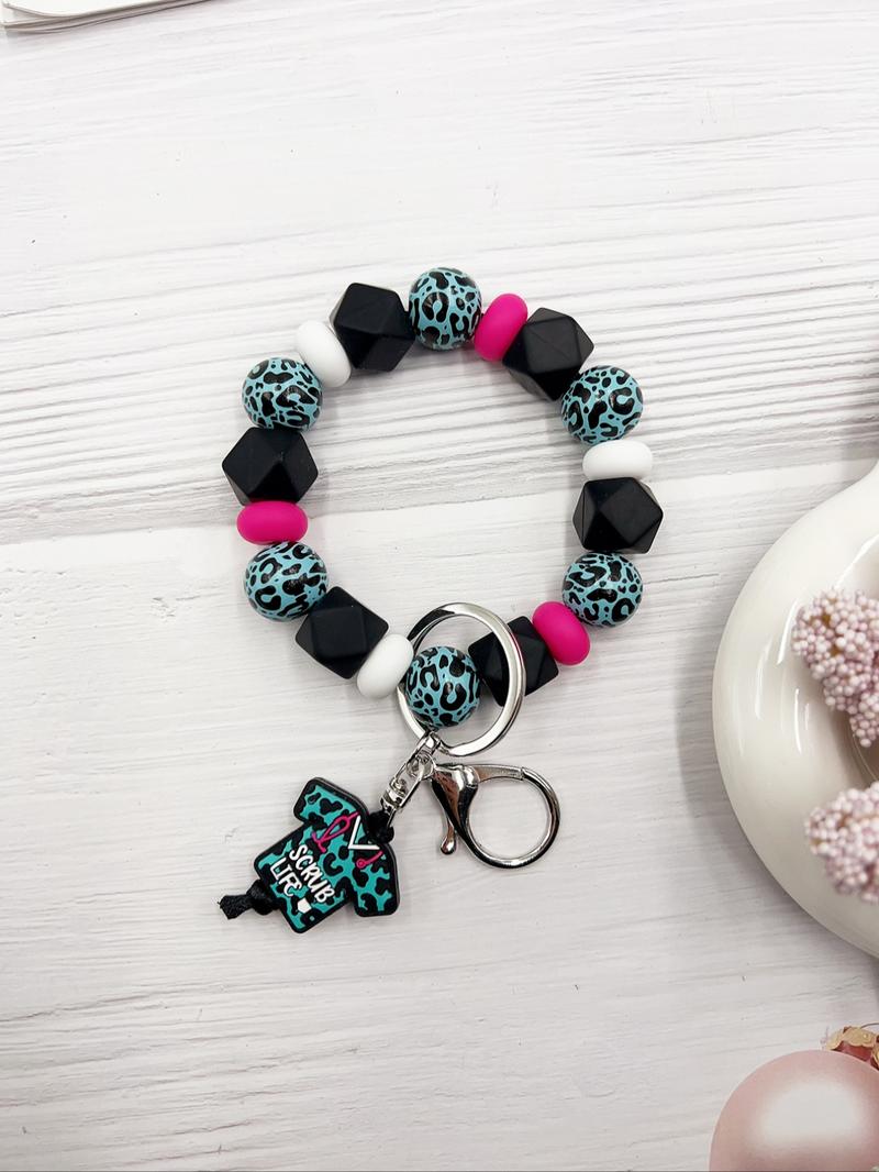 Cute Beaded Design Keychain, Novelty Keychain for Women & Men, Fashion Accessories for Daily Bag, Key Decor, Thoughtful Gifts for Healthcare Workers, Handmade Keychain