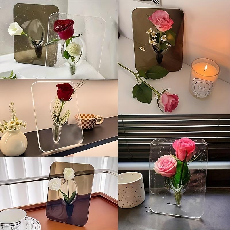 Modern Acrylic Vase, Clear Rectangular Design, Intricate Frame-Like Structure, Elegant Decorative Vase, Perfect Gift for Various Occasions