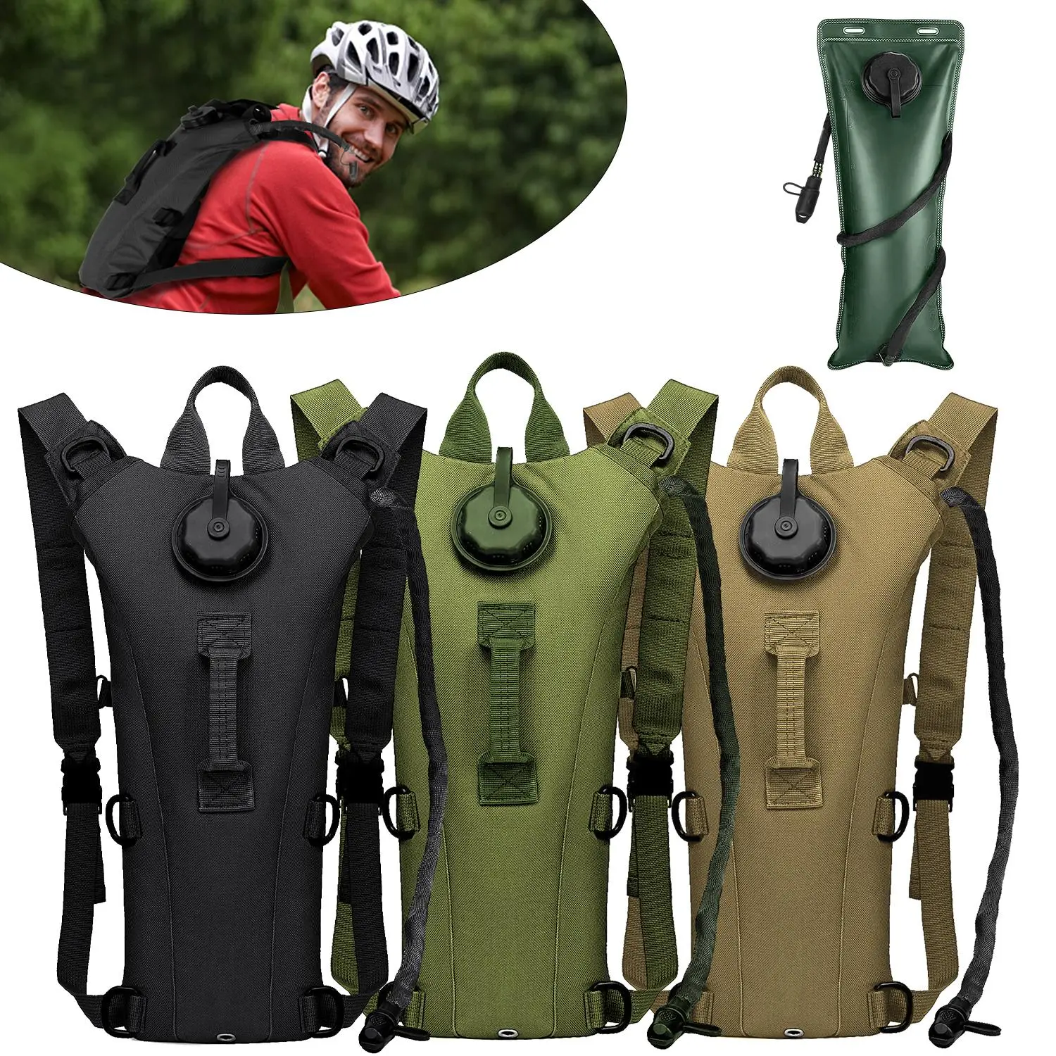 Running Hydration Vest Pack Tactical 3L Water Bladder Backpack Bag for Cycling Marathon Hiking Daypack Men & Women