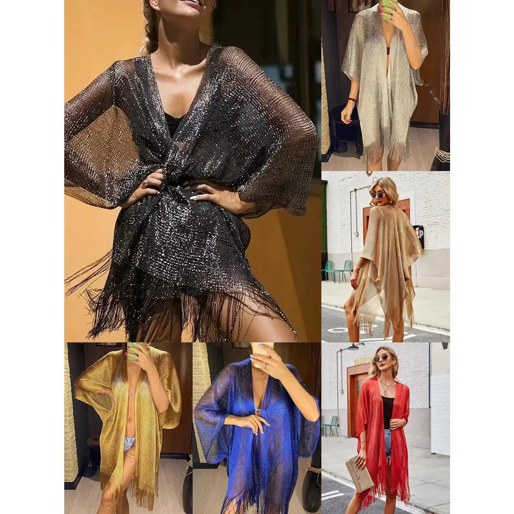 Evening Dresses Elegant Shawls Female Golden Silvery Wire Tassels Bridal Bridesmaid Party Wedding Temperament Accessories Scarf