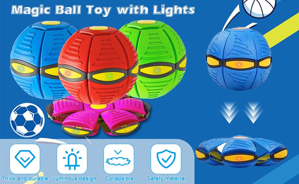 4PCS (Random colors) Magic Ball Toy with Lights, UFO Portable Flying Saucer Toys Stomp Magic Ball Childrens Toy, Magic UFO Ball, Creative Decompression Ball Toy for Kids Boys and Girls Outdoor Gift