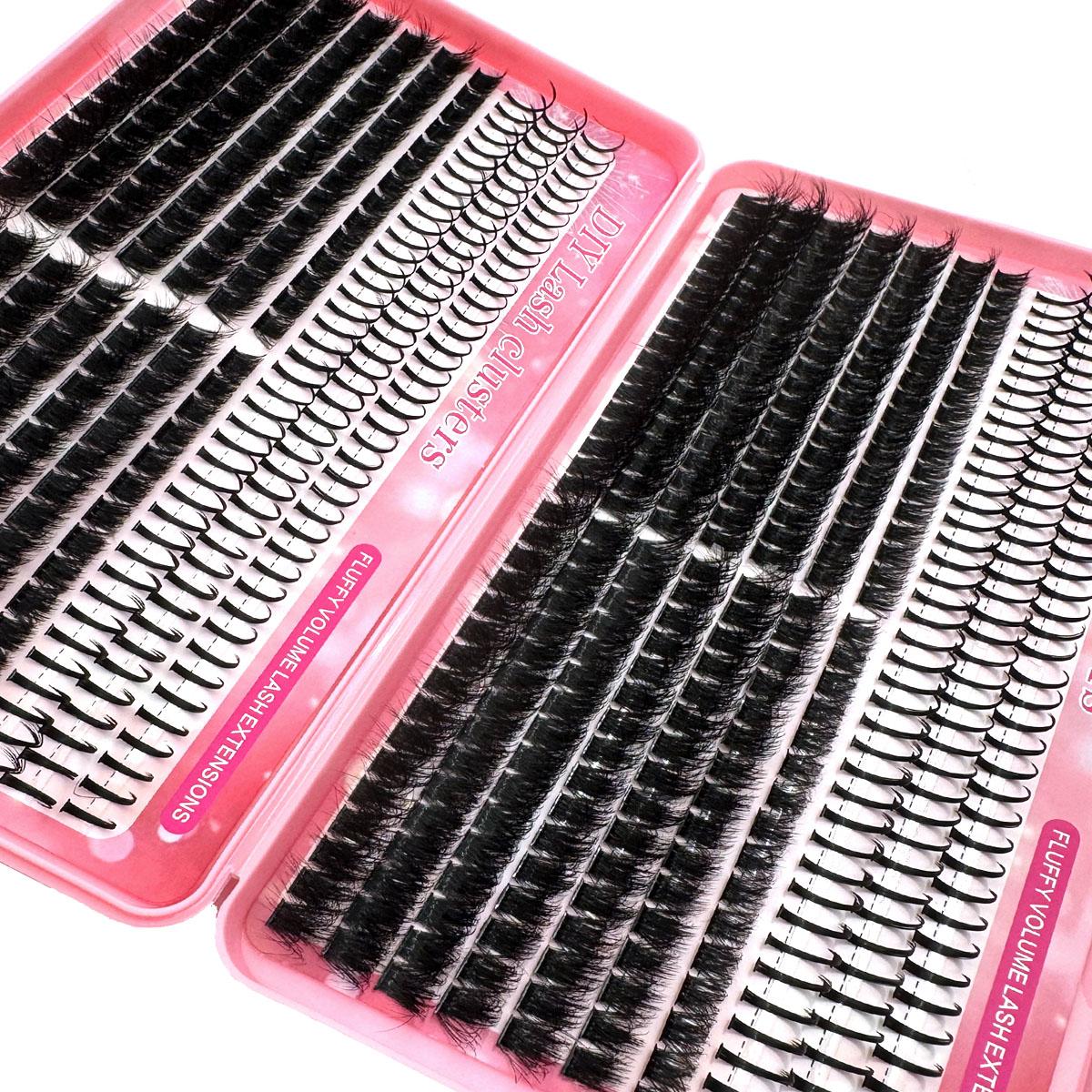 200D/150D/120D/100D/80D/60D/50DUniversal Eyelash Bundles 5-In-1 Set, Long 8-16mm Lashes for DIY Extensions, Perfect for Daily Makeup & Cosplay Events，suitable for daily life&weddings&dates&parties&music festivals&Halloween use, Lashes Clusters Kit