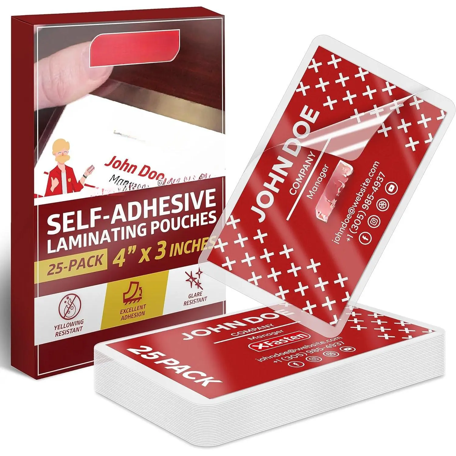 Self-Sealing Laminating Pouches Business Card Size, 9.5 Mil and Hard Self Laminating Business Cards Pouch (Pack of 25)