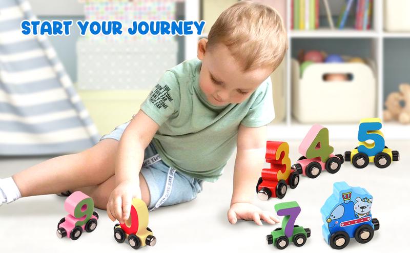 EDUTREE Montessori Wooden Digital Magnetic Train Set for Kids - Educational Toys with Number Counting Blocks & Mathlink Cubes - Ideal for Preschool Learning & Gift for Boys Girls