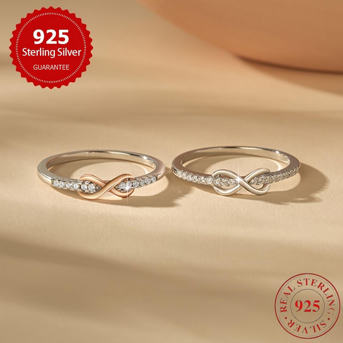 S925 Sterling Silver Wedding Ring Dainty Fresh Lucky 8 Loop Colorful Split Delicate Jewelry Gift for Women