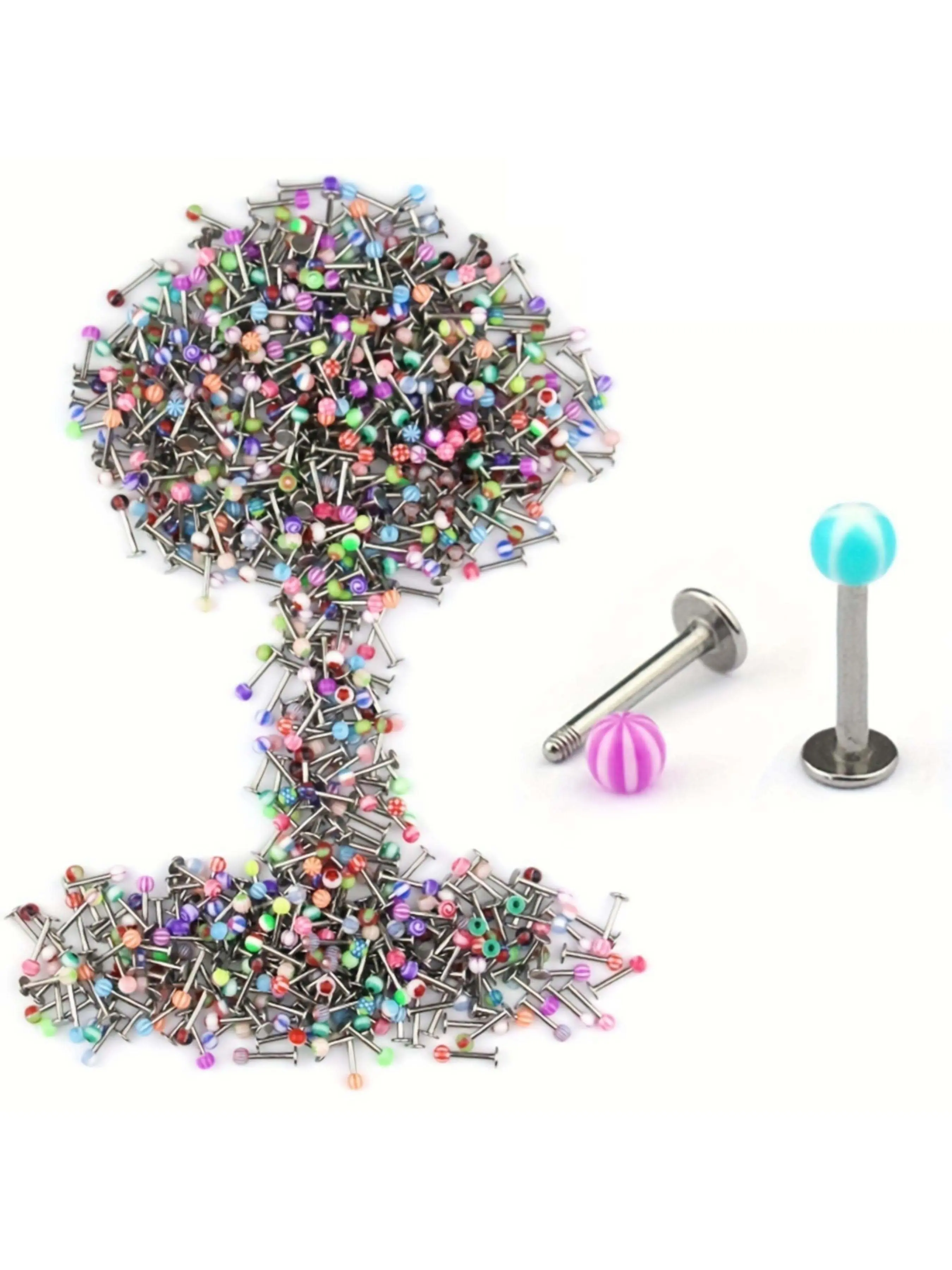 50 Random Colored Lip Studs, Acrylic Colored Lip Studs, Body Piercing Jewelry, Body Piercing Jewelry Best Gifts for women And Men
