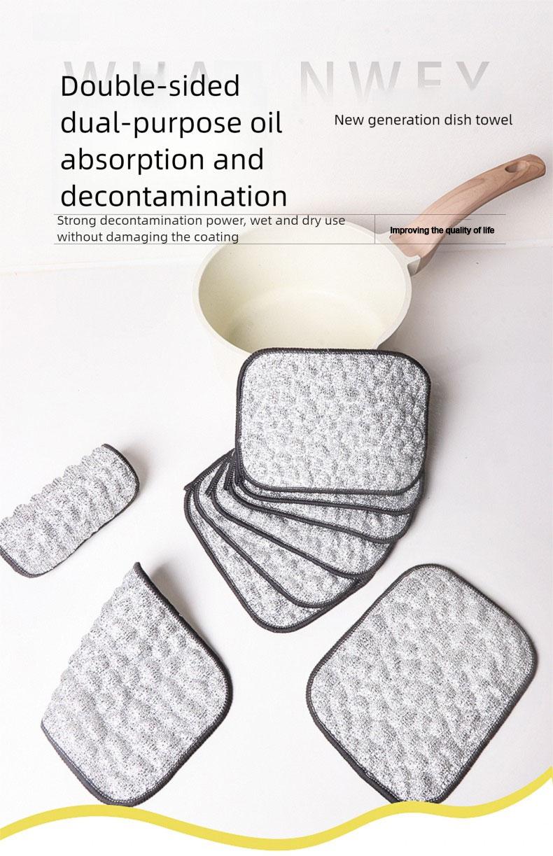 PSOS Multipack Multipurpose Non-Scratch Wire Dishcloths 5Pcs Silver 2-Layer Reusable Dishwashing Rags for Wet & Dry Use Sinks Pans Dishes Fathersdaygift Set